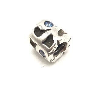 Pandora Blue CZ Cut Out Barrel Bead Charm